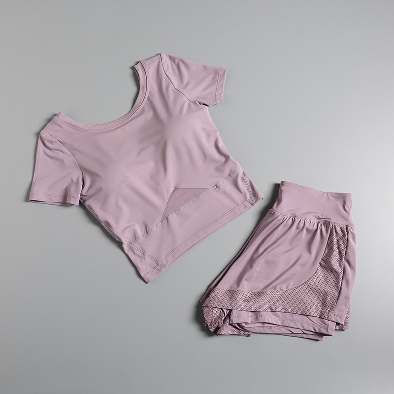 Hong Kong Yoga Suit Women's Summer Fashion Tight Fit Slim Speed Dry Fitness Room Sports Running Two Sets