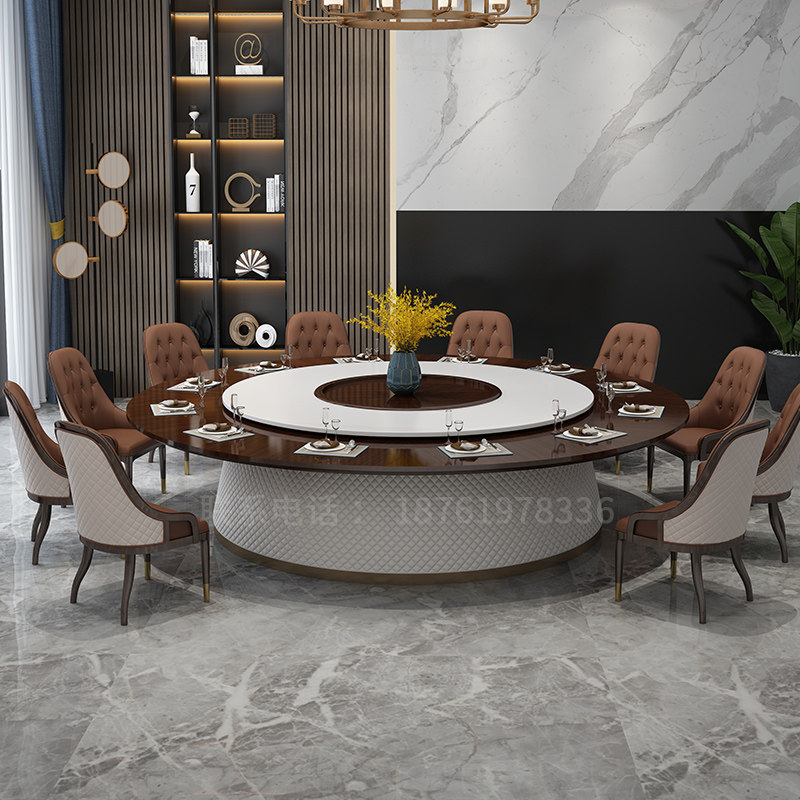 Hotel 20-person round table New Chinese-style hotel restaurant electric big round table automatic rotation club room round table