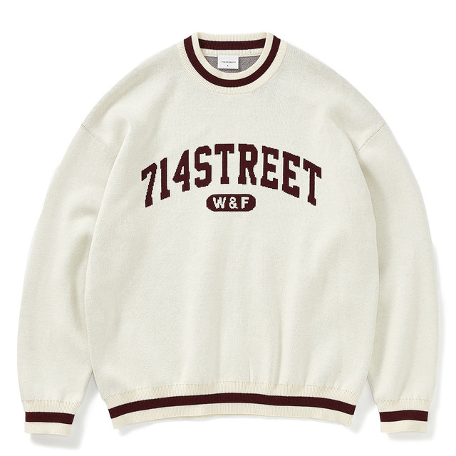 714street ຄູ່ຜົວເມຍໃສ່ຄໍຮອບ sweater ວ່າງ retro sweater trendy ຍີ່ຫໍ້ຍີ່ປຸ່ນ retro pullover sweatshirt ສໍາລັບຜູ້ຊາຍ