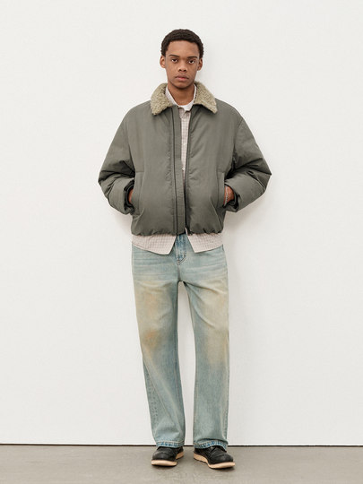 Мужская зимняя ветрозащитная рабочая куртка 714street в американском ретро-стиле (с воротником-стойкой/петличкой), утепленная, хлопковая, 2025 год