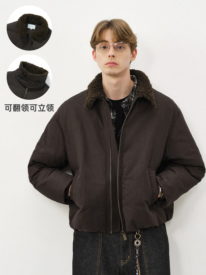 Мужская зимняя ветрозащитная рабочая куртка 714street в американском ретро-стиле (с воротником-стойкой/петличкой), утепленная, хлопковая, 2025 год