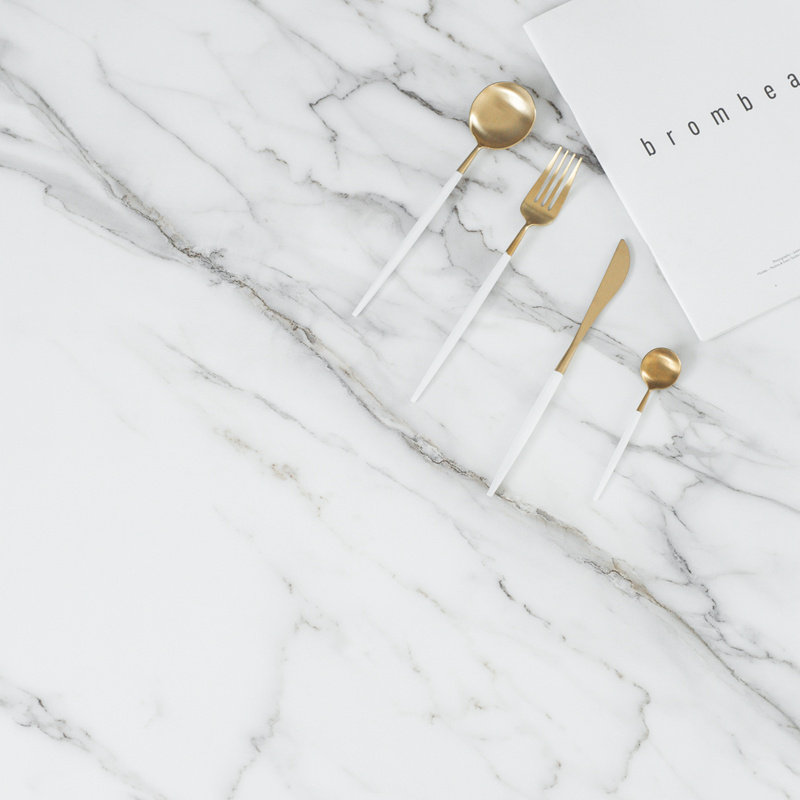 Photographic background paper PVC Carrara white marble shooting background cloth INS retro gourmet photo background props