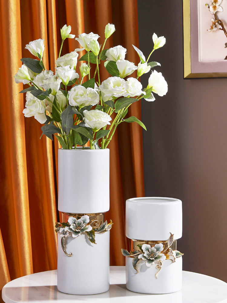 Modern simple beauty Enamel vase decoration Ceramic flower arrangement Living room bed cabinet Dining table flower Home soft decoration