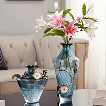 Creative enamel color glass vase decoration Living room flower arrangement Modern light luxury home discharge TV cabinet entrance decoration