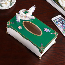 European enamel color swan tissue box Living room home decoration Napkin paper box Tea table desktop decoration ornaments
