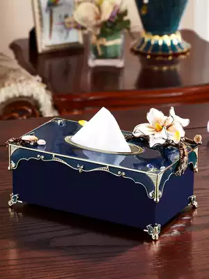 Enamel color photocopy tissue box living room coffee table ornaments exquisite light luxury sanitary paper box modern creative sanitary carton decorations