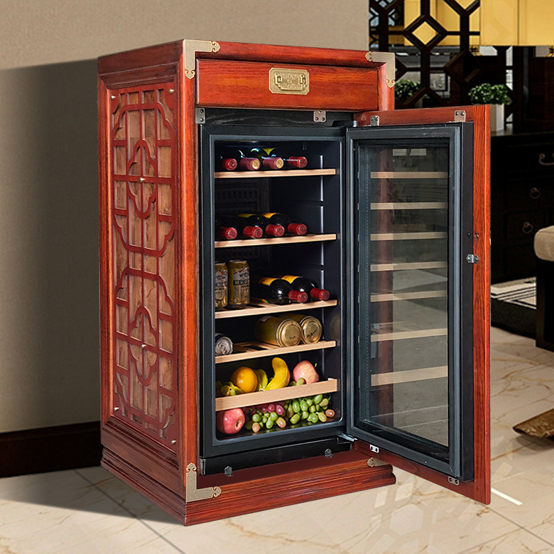 Chinese retro classic wine cabinet refrigerated fresh-keeping tea cabinet home living room constant temperature wine cabinet custom rose color