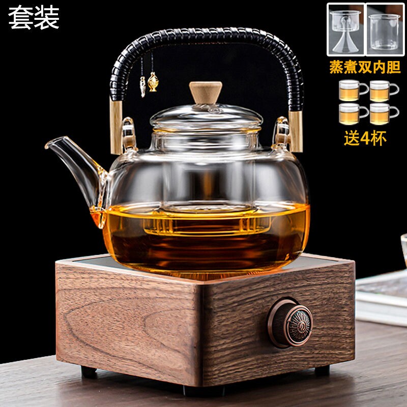 Old white tea special cooking teapot thickened cooking teapot steaming tea with high temperature resistant glass Tiliang bubble teapot suit health