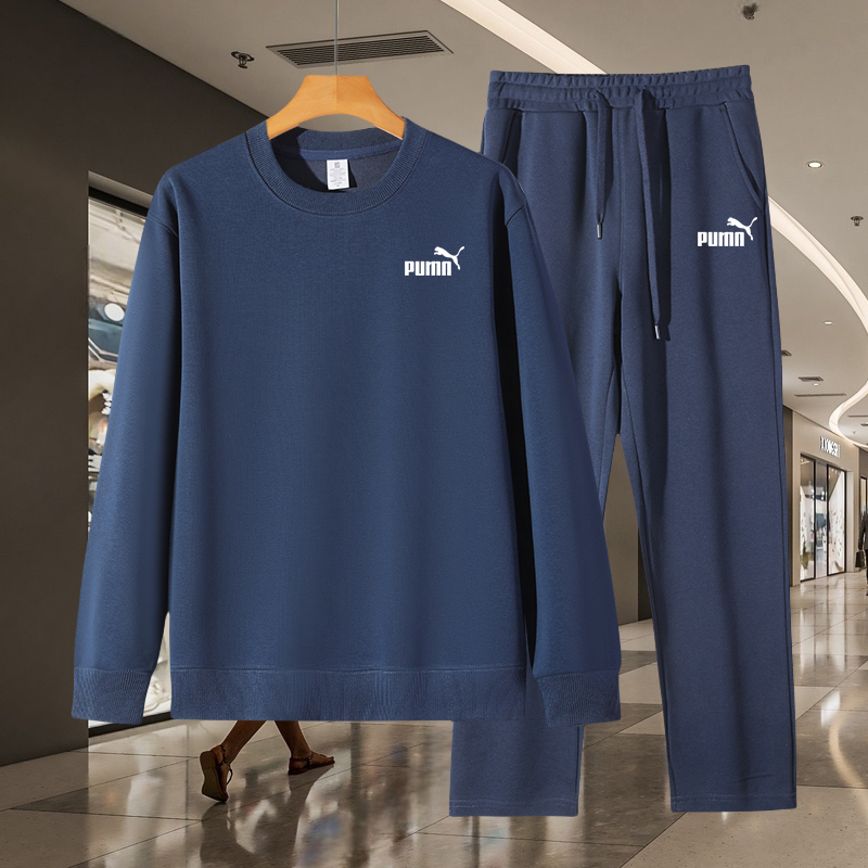 Outlet Store 2026 Spring and Autumn New Pure Cotton Sports Casual Suit for Men, Loose Sweatshirt and Casual Pants Two-Piece Set