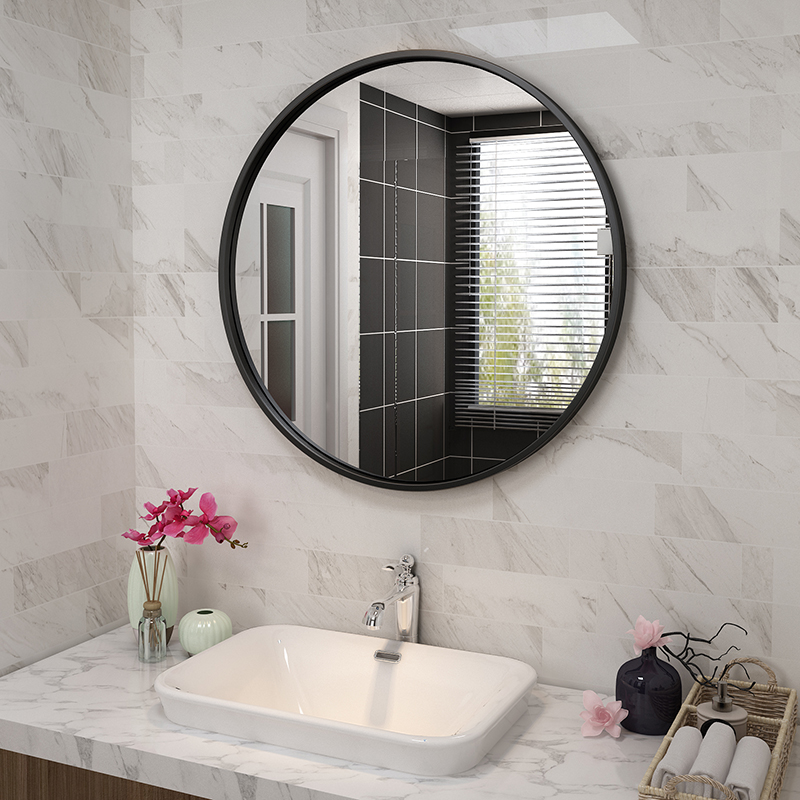 [USD 102.93] Nordic bathroom mirror Gold bathroom mirror Modern simple