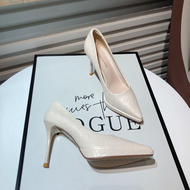New strong push ~ high heels women's beige gift shoes sexy pointed plaid waterproof platform 10CM stiletto shoes