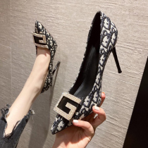 Store length self-staying new ~ design feeling small crowd temperament sexy high heels female water drill pointed shallow mouth thin heel single shoe