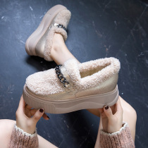Thick bottom inner heightening sweater shoes womens winter outwear plus suede comfort 100 hitch Han version casual fashion lamb wool pastry shoes