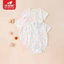 Baby cotton jersey summer thin newborn jumpsuit triangle short sleeve ha clothes newborn baby bottom clothes