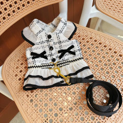 Spring and Summer Pet Clothes for Kittens, Ragdoll Cats, Small Fragrant-Style Skirts, Cat Clothes with Leash, Spring Anti-Shedding