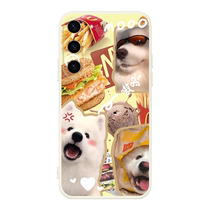 Burger fries puppies apply Samsung s23 mobile phone shell s22 23ultra 23ultra s21 s20 liquid silicone PLUS ultra-thin anti-fall s21fe new full package lens