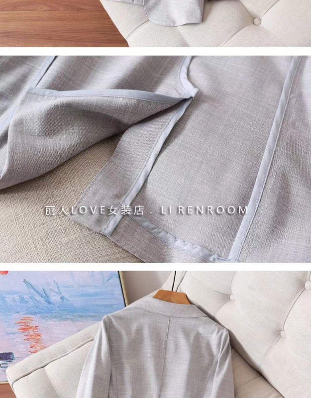 Hoang dã mỏng mỏng phần tay áo bảy điểm lanh Tiansi một nút giản dị nhỏ phù hợp với áo len ngắn mùa xuân và quần áo mùa hè của phụ nữ - Business Suit