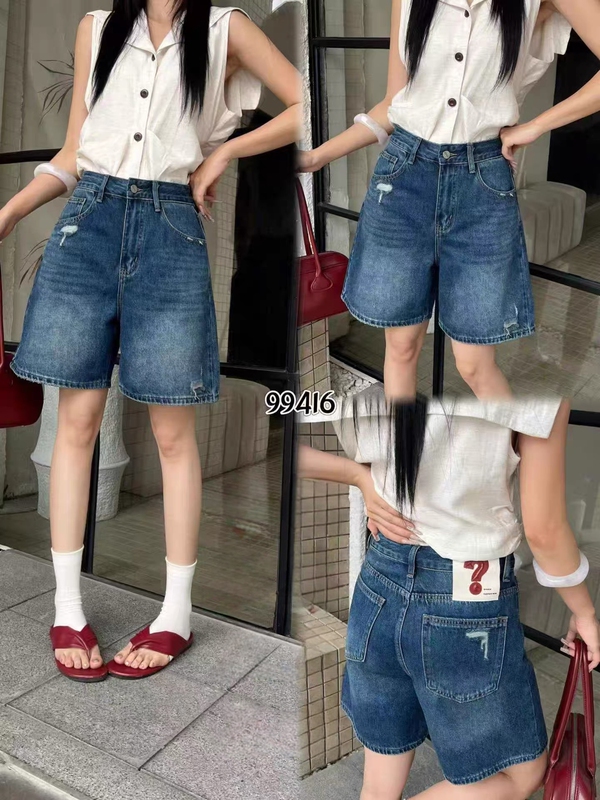 High-Quality Denim Quarter Shorts-99416