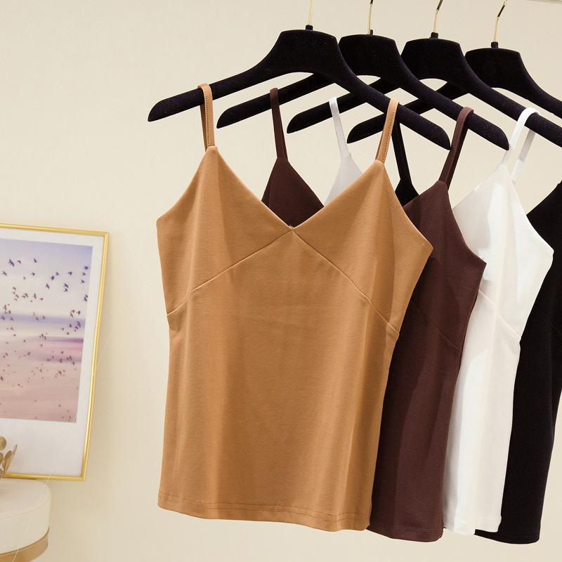 Hong Kong-style net red sexy V-neck small camisole female Xia Mei back cotton sleeveless suit with bottoming shirt top