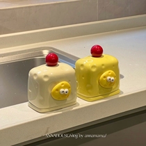 ANNAHOUSE Home Furnishing Museum Toothpick Box Household Ceramic Toothpick Can Can Dental Floss Cotton Swab Can Desktop Storage Box Can