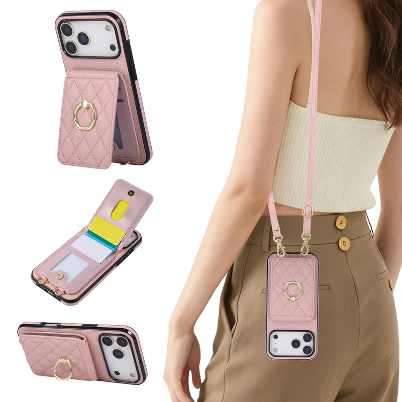 Suitable for iPhone 17 Pro Max Protective Case with Wallet, Integrated 14 Apple 16E with Card Holder, 13 Crossbody, XS with Strap, 12 Lanyard, 11 Phone Case, Xr Neck Strap, 15 Plus Multi-Card Slot Card Holder, Se3