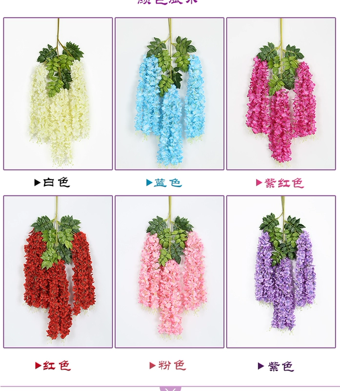 Mô phỏng Hoa Wisteria Hoa nhân tạo Hoa Đậu Hoa Violet Trang trí đám cưới Mây trần Câu cá Hoa nhựa Vine Vine - Hoa nhân tạo / Cây / Trái cây