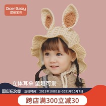 Baby hat autumn and winter foreign cute super cute plus velvet rabbit ears baby ear protection princess hat childrens wool hat