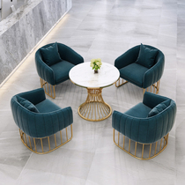 Nordic light luxury negotiation table and chair combination Office meeting small round table Leisure sales office reception table and four chairs