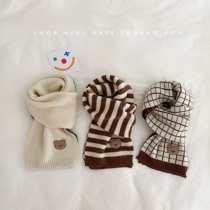 Childrens scarf winter thickened cute bear knitted wool scarf for men and women baby warm neck scarf Korean style