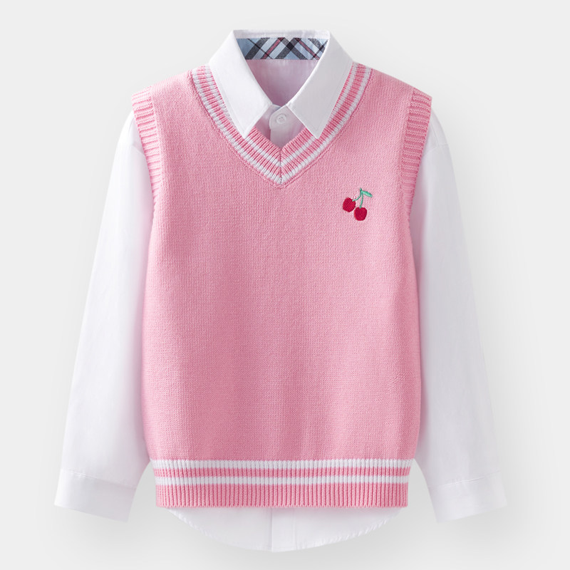 Girls wool vest spring and autumn children's knitted vest girl Western style big boy sweater vest