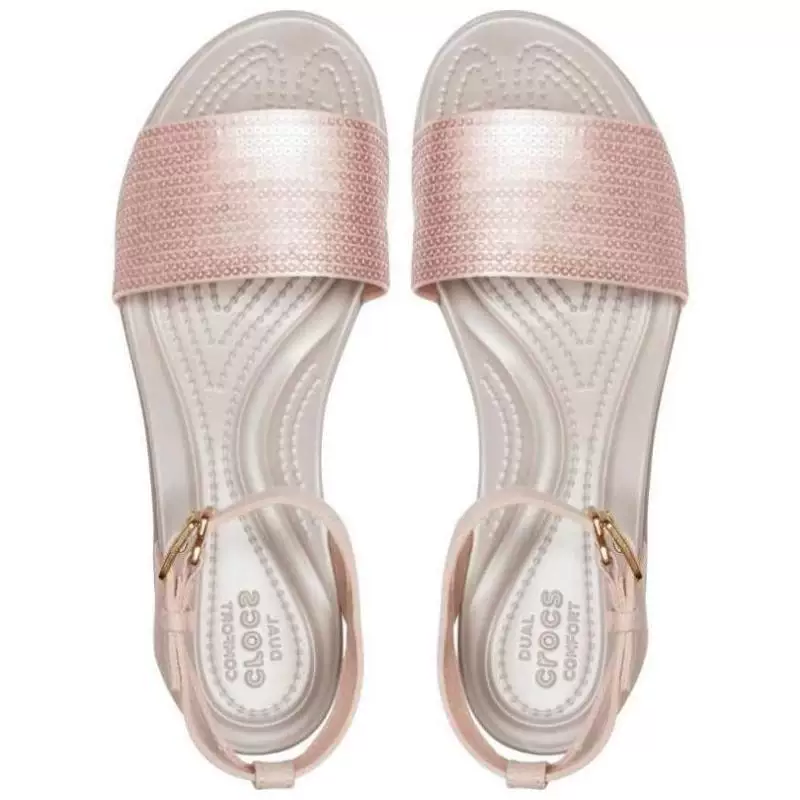 Сандалии CROCS/Карочи женские спортивные сандалии с каблуком-ступенькой, стразами, мягкие и комфортные, ремешок на щиколотке, прямой импорт США C359S