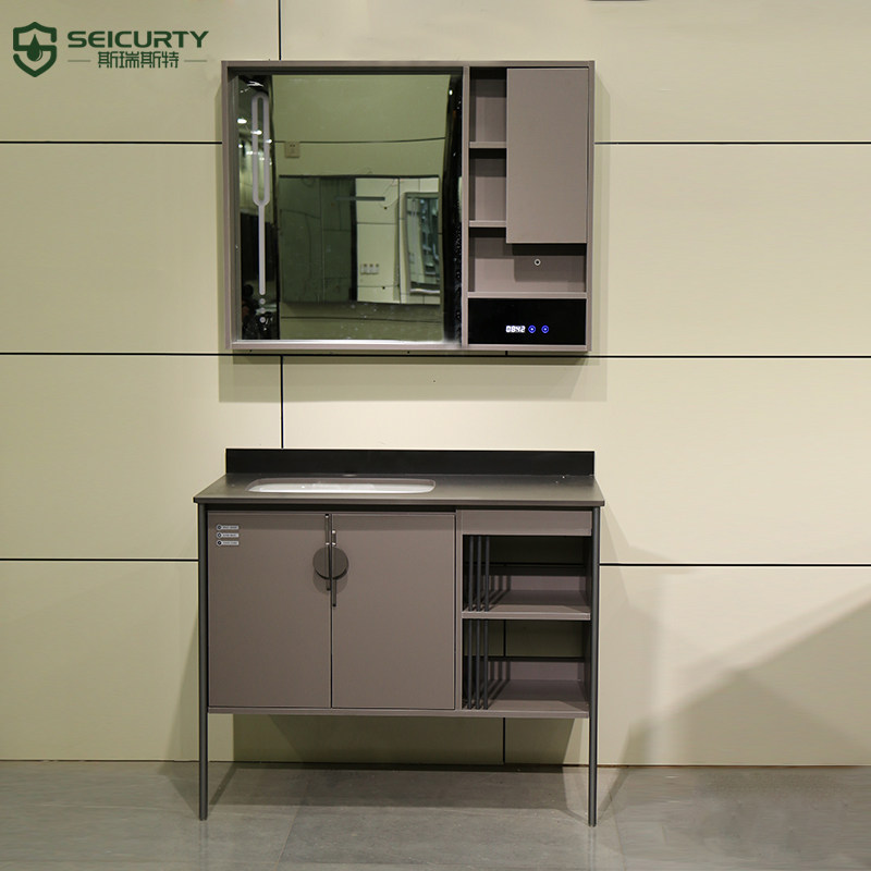 Nordic light luxury solid wood slate integrated bathroom cabinet combination powder room washbasin washbasin smart washbasin cabinet