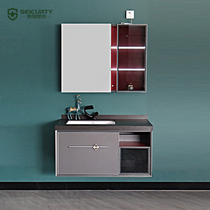 Silver-white Nordic wind bathroom cabinet ceramic one toilet wash pool wash basin cabinet combination