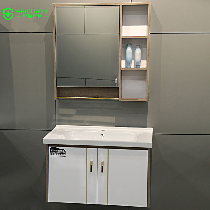 ST98 solid wood paint-free paint door panel mirror box hanging cabinet with 48 wide ceramic basin