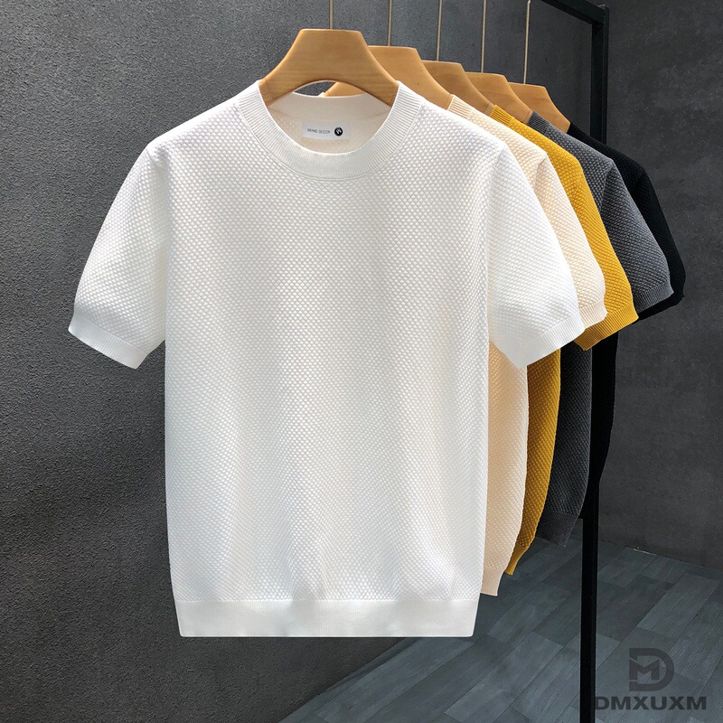 The French Design Style Will Make You Fall in Love at First Sight! Simple, Casual, Lightweight, Breathable, Slim-Fit Knitted Short-Sleeve T-Shirt for Men The French Design Style Will Make You Fall in Love at First Sight! Simple, Casual, Lightweight, Breathable, Slim-Fit Knitted Short-Sleeve T-Shirt for Men