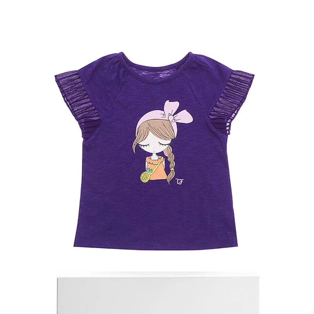 Прямое письмо Кореи [Tiffany] Фиолетовая девушка футболка T -shirt T23KCT060
