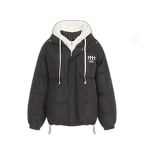 Korean direct mail BNX down jacket women mixed color hooded layered cotton jacket