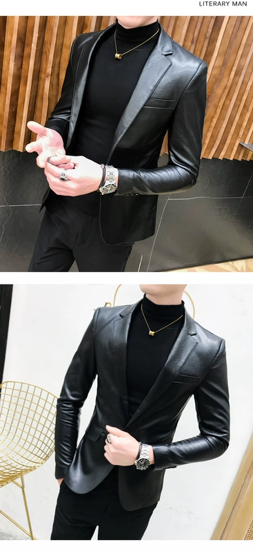 Mùa thu nam Leather Slim Quần áo xe máy Hàn Quốc Áo khoác da đẹp trai 2019 Mới hợp thời trang áo khoác - Quần áo lông thú