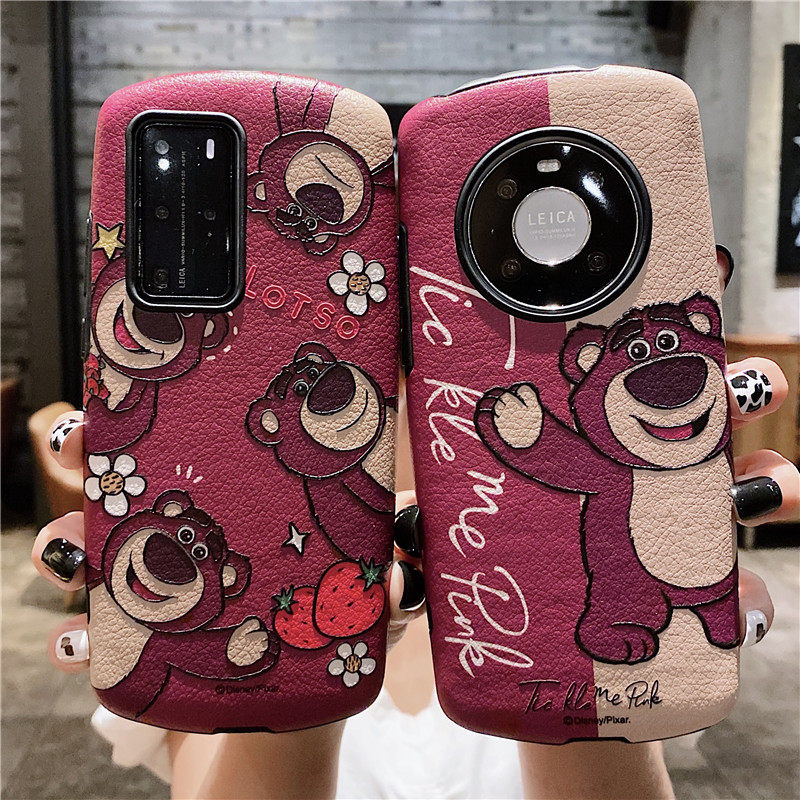 Cartoon Strawberry Bear applies Huawei mate30pro mobile phone protection shell mate40pro soft silicone cover p50pro new p40pro full package p30 anti-fall nov