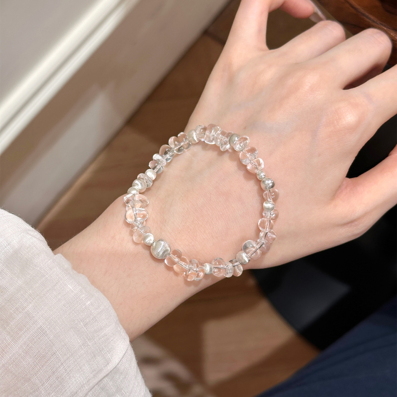 Gulan "Floating Light and Dew" Natural White Crystal Irregular-Shaped Beaded Bracelet for Women, Promotes Emotional Stability
