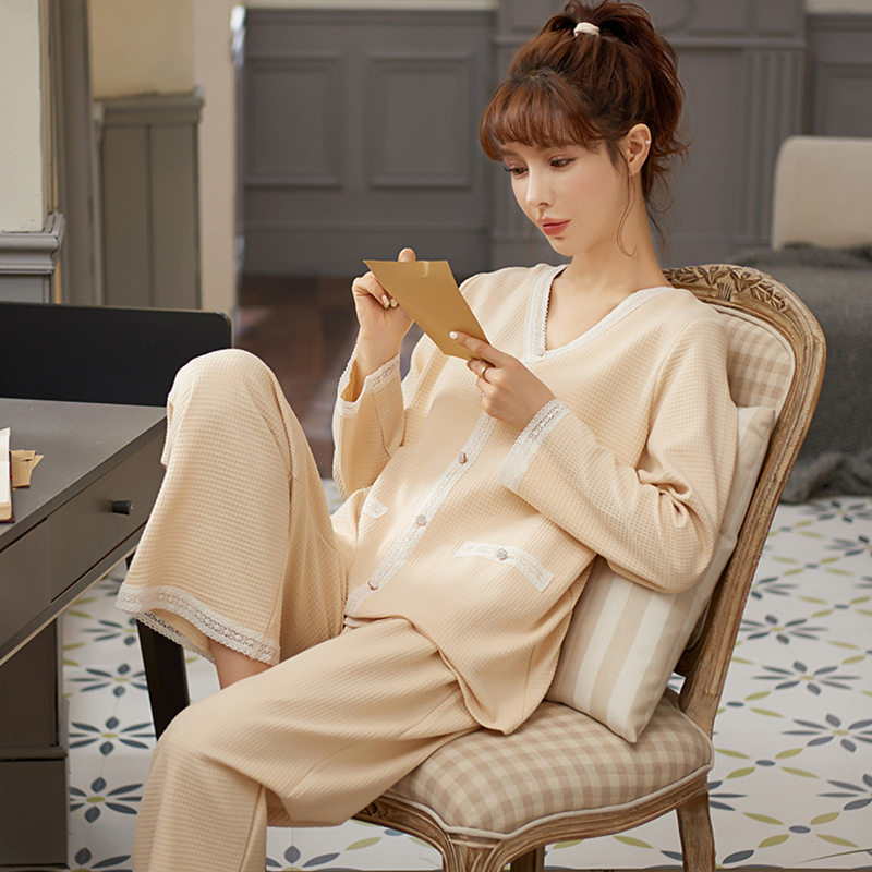 Brand Special Selling Romansa Sleeping Lady Pure Cotton Long Sleeve Spring Autumn Winter Two Style Suit Cute Full Cotton Home Clothing