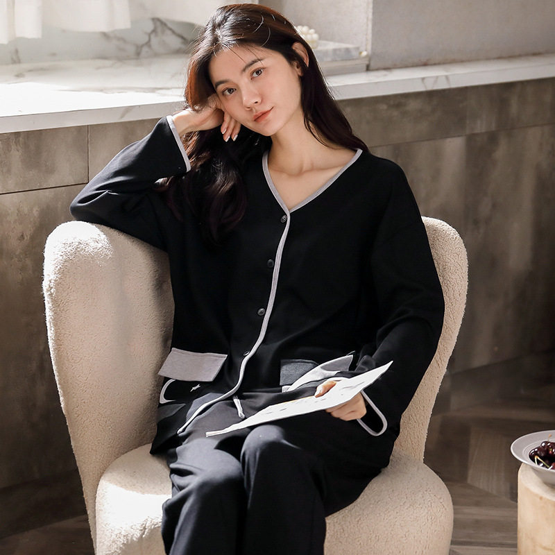 Brand Sale Langsha New Pajamas Women's Spring and Autumn Pure Cotton Long Sleeves Cute Large Size Homewear Ladies Suit