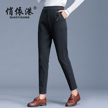 Large size wool pants womens autumn and winter new warm radish Harun pants Korean version loose thin feet casual pants