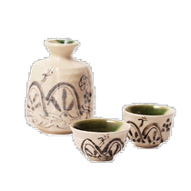 Direct mail from Japan Japanese style traditional Shino ware Oribe ceramics hand-painted pattern wine set wine pot wine glass gift set