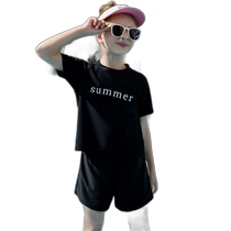 Japan direct mail TeddyShop childrens short-sleeved English letter sun protection top shorts suit kids531