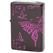 (Direct mail from Japan) Zippo lighter Japanese black butterfly double-sided processing purple 2BTF-