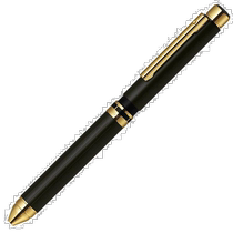 (Direct mail from Japan) ZEBRA multifunctional pen with leather surface black gold workmanship fine workmanship compact size and easy to carry