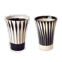 Direct mail from Japan Japanese style traditional black ten grass color round mouth ceramic black and white couple wine glass gift box