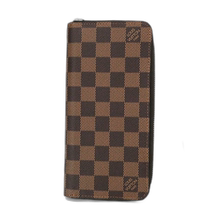 Japan direct mail Louis Vuitton wallet men and women round zipper long wallet Damier Ebene canvas brown