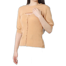(Direct Mail from Japan) Archives Womens Knitted Sweater Temperament and Figure-shaping Buttoned Solid Color Breathable Short Sleeves
